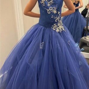 Swarovski Royal Blue Kids Dress with Silver Embellishments